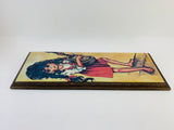 SOLD! 1970’s Lien Mei Print on Board, Girl Playing Guitar