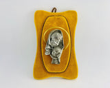 SOLD! 1960’s Pure Pewter Italy Madonna and Child on Velvet Wall Hanging