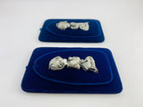 SOLD! 1960’s Italian Pewter Praying Boy and Girl on Royal Blue Velvet Wall Hangings