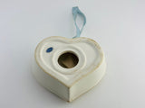 SOLD! 1960’s Pomander White Porcelain Heart Floral Design Potpourri Holder