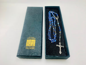 SOLD! 1950’s Rosary Blue Glass Aurora Borealis Beads Italy