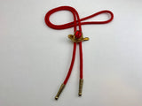 Red Western Bolo Tie with Bronze Hat